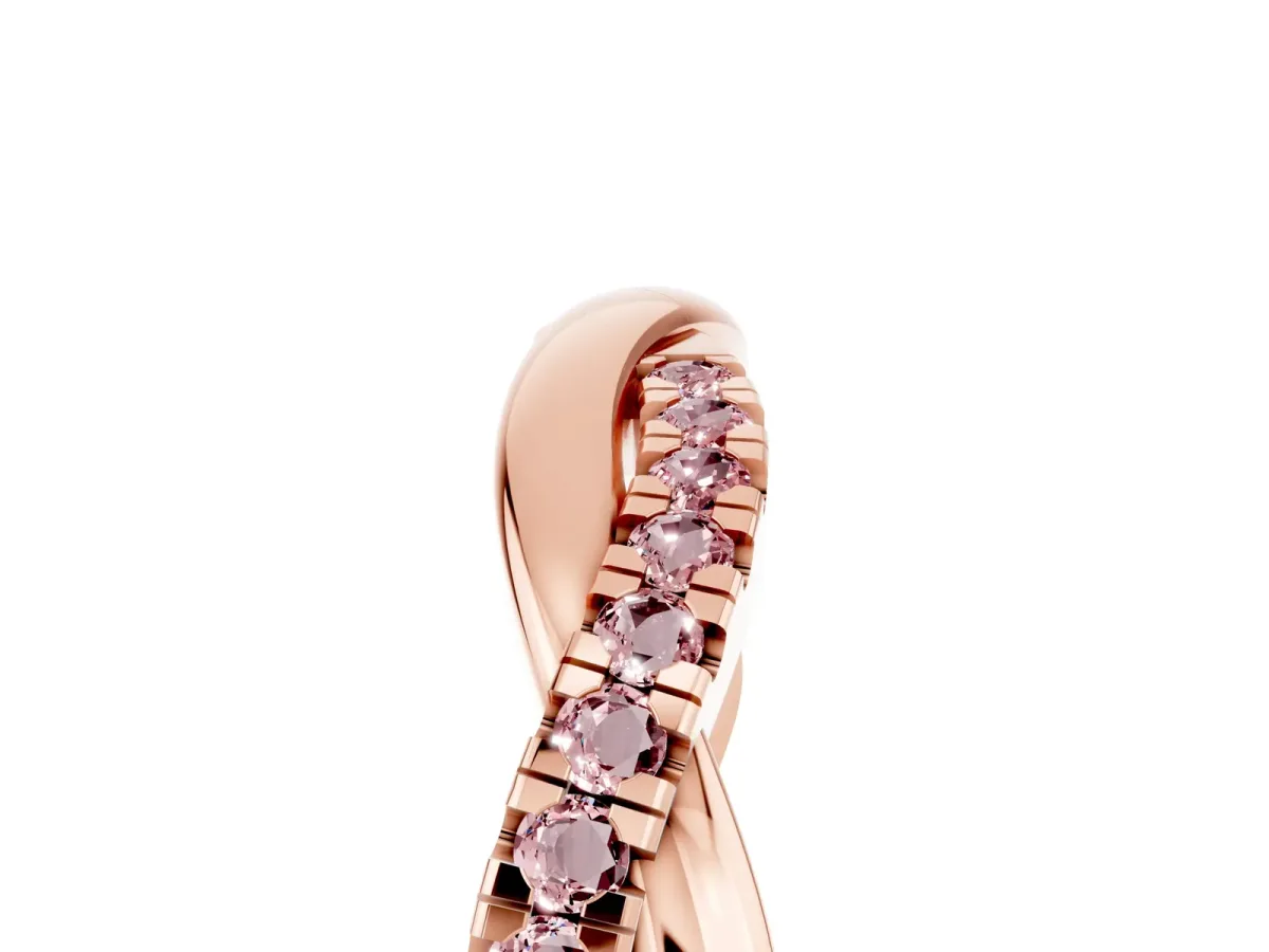 Round Morganite Twisted Infinity Band with Prong Setting Rose gold