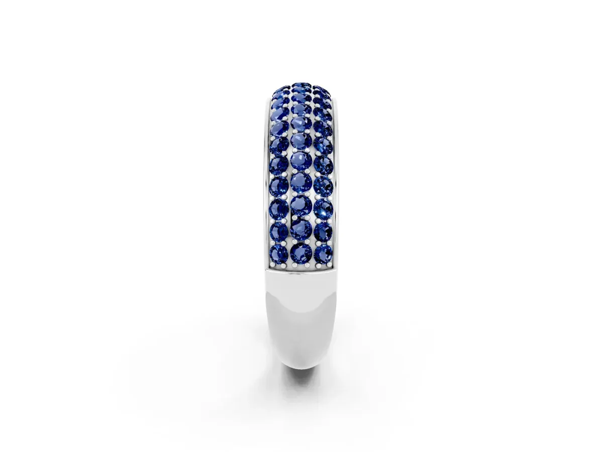 Three-Row Round Blue Sapphire Eternity Band with Shared Prong Setting Platinum