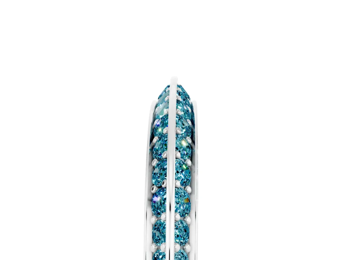 Double Row Pavé Round Blue Topaz Eternity Band with Channel Setting Silver