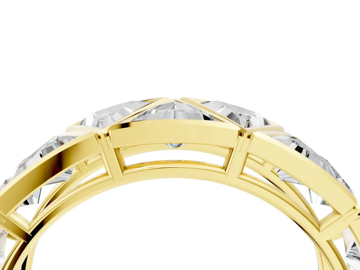 Triangle Diamond Geometric Mens Band Yellow gold
