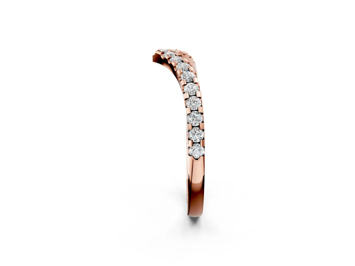 Pavé Round Diamond Chevron Band with Shared Prong Setting Rose gold