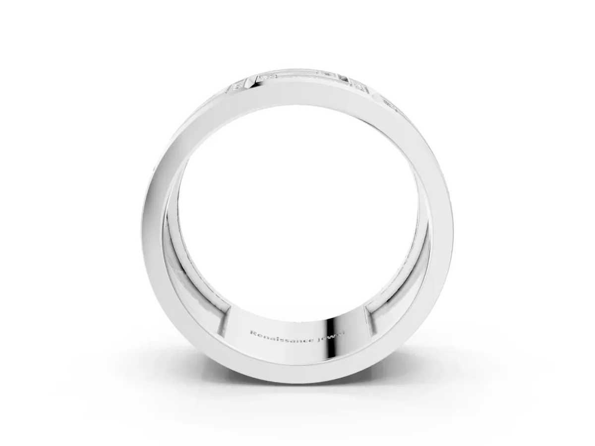 Round Diamond Pavé Greek Key Mens Band Platinum