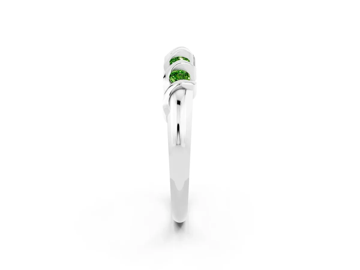 Round Peridot Eternity Band with Twist Prong Setting Silver