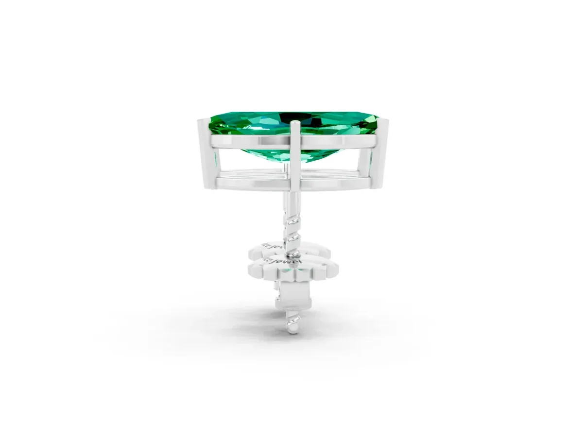 Marquise Cut Emerald Stud Earrings Silver