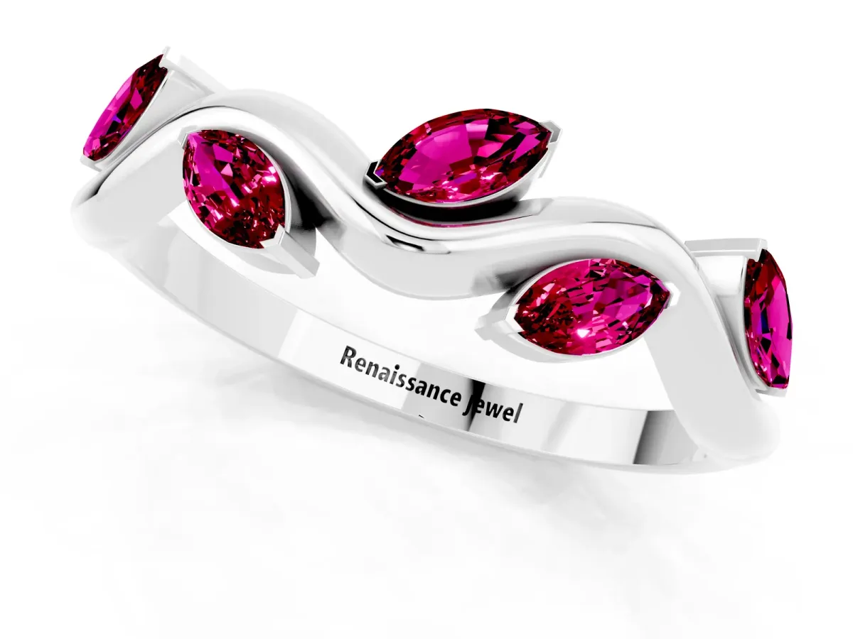 Marquise Garnet Twisted Band with Prong Setting Silver