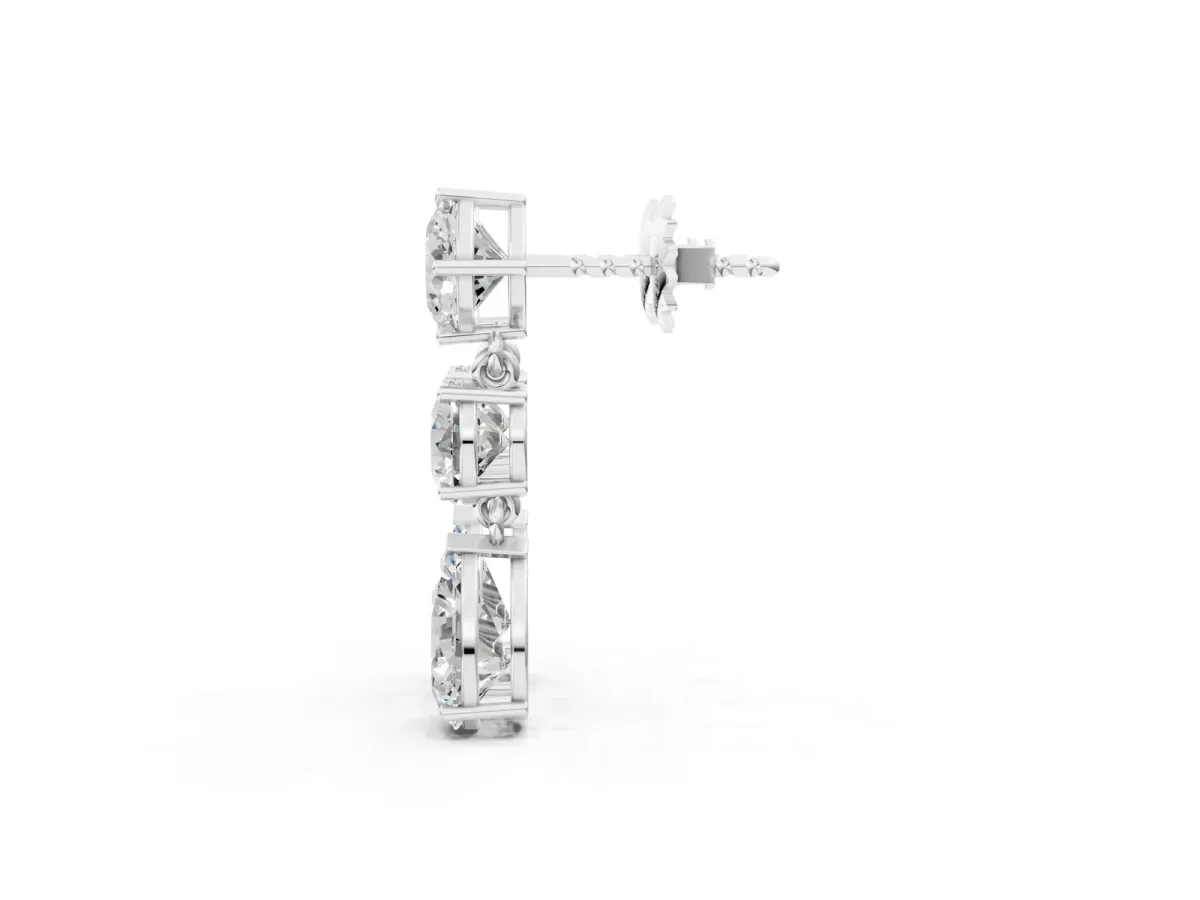 Multi-Shape Diamond Drop Earring White gold