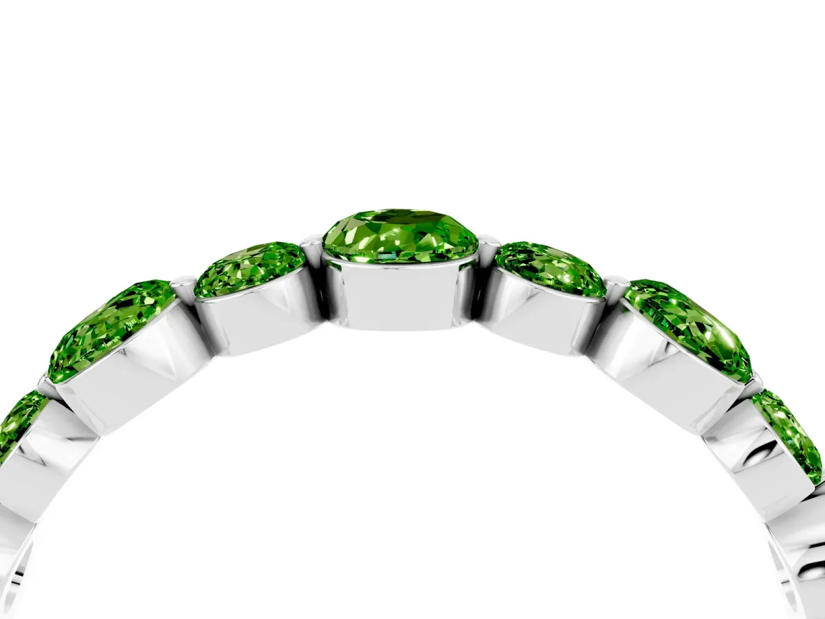 Round Peridot Scalloped Prong Set Eternity Band White gold