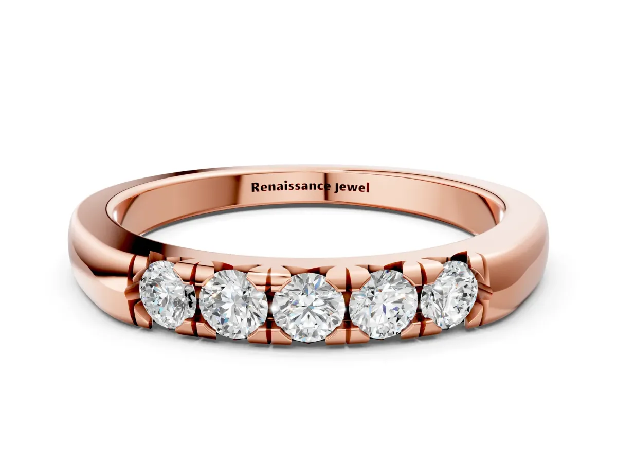 Round Diamond Channel Set Half Eternity Band Rose gold