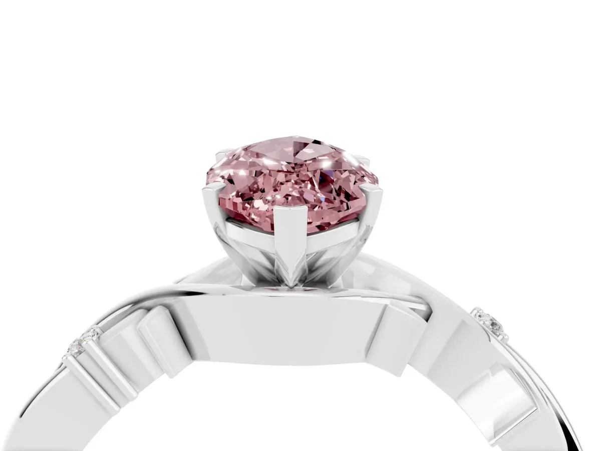 Marquise Cut Morganite Solitaire Ring with Twisted Band and Prong Setting Silver