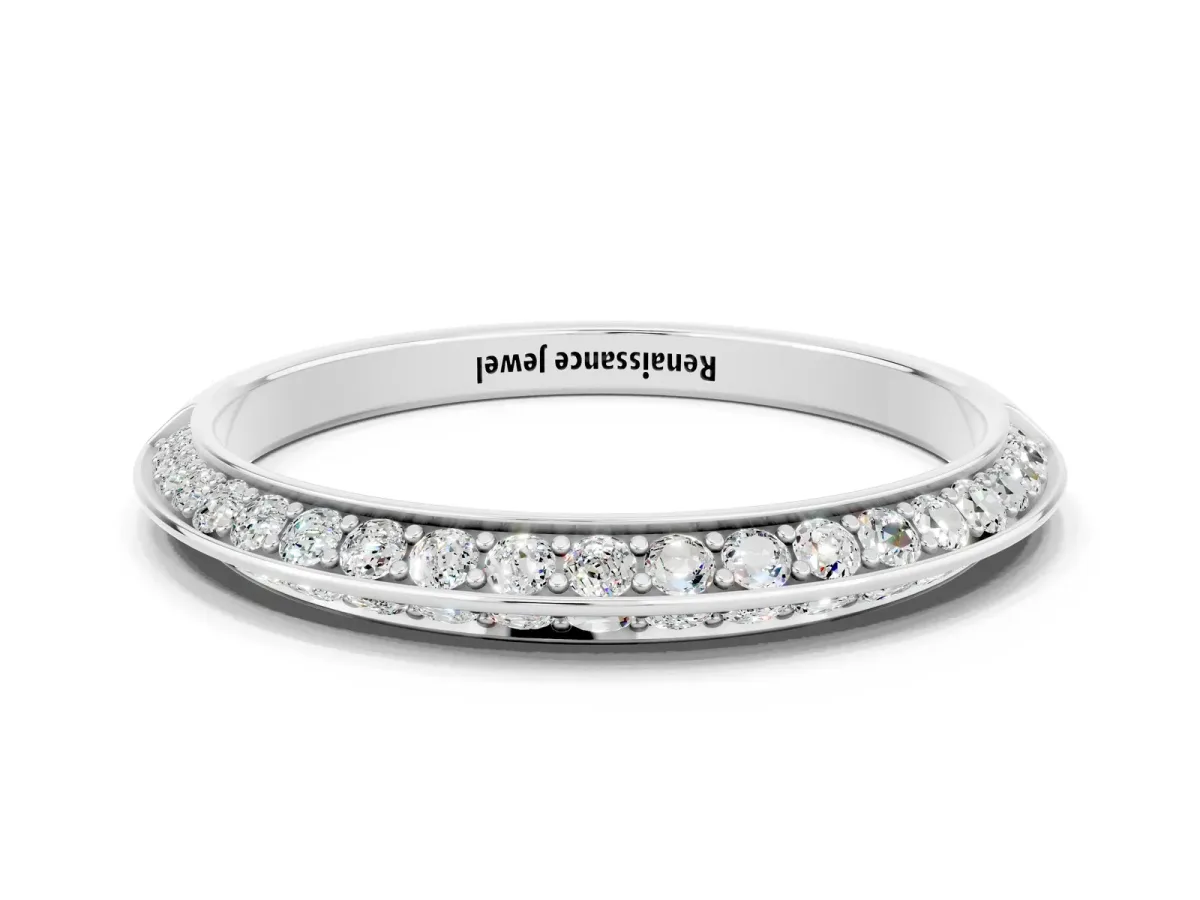 Double Row Pavé Round Moissanite Eternity Band with Channel Setting Platinum