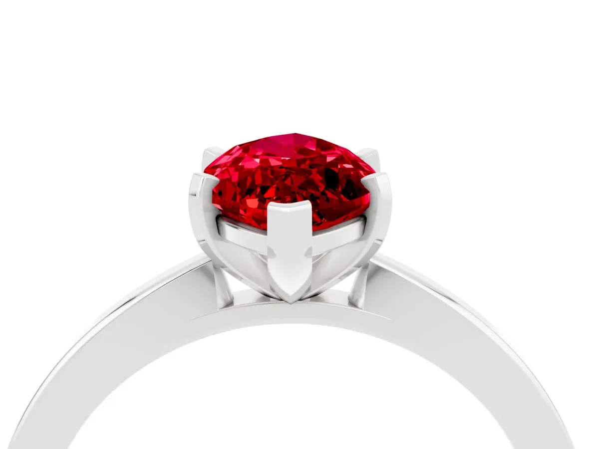 Marquise Cut Ruby Solitaire Engagement Ring with Classic Band and Four-Prong Setting White gold