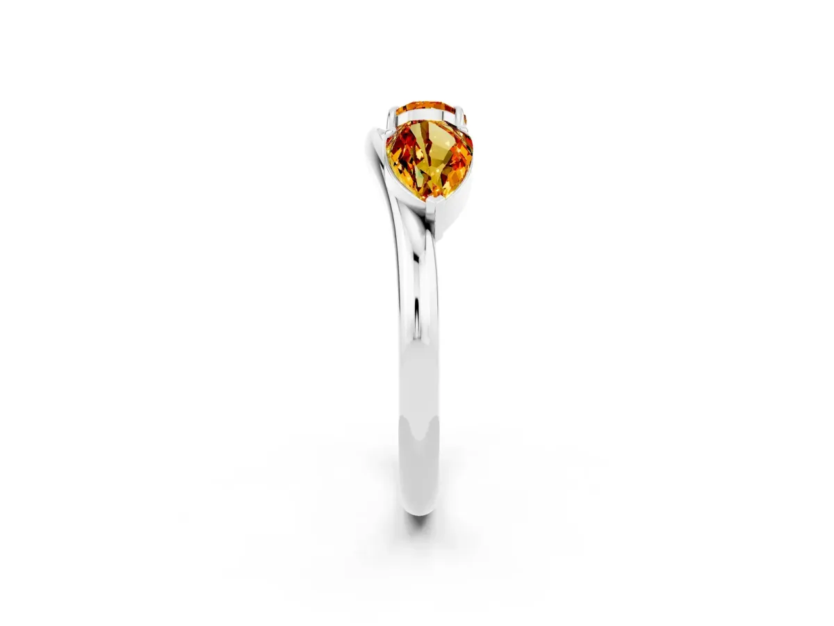 Two-Stone Pear Citrine Bypass Ring with Prong Setting Silver