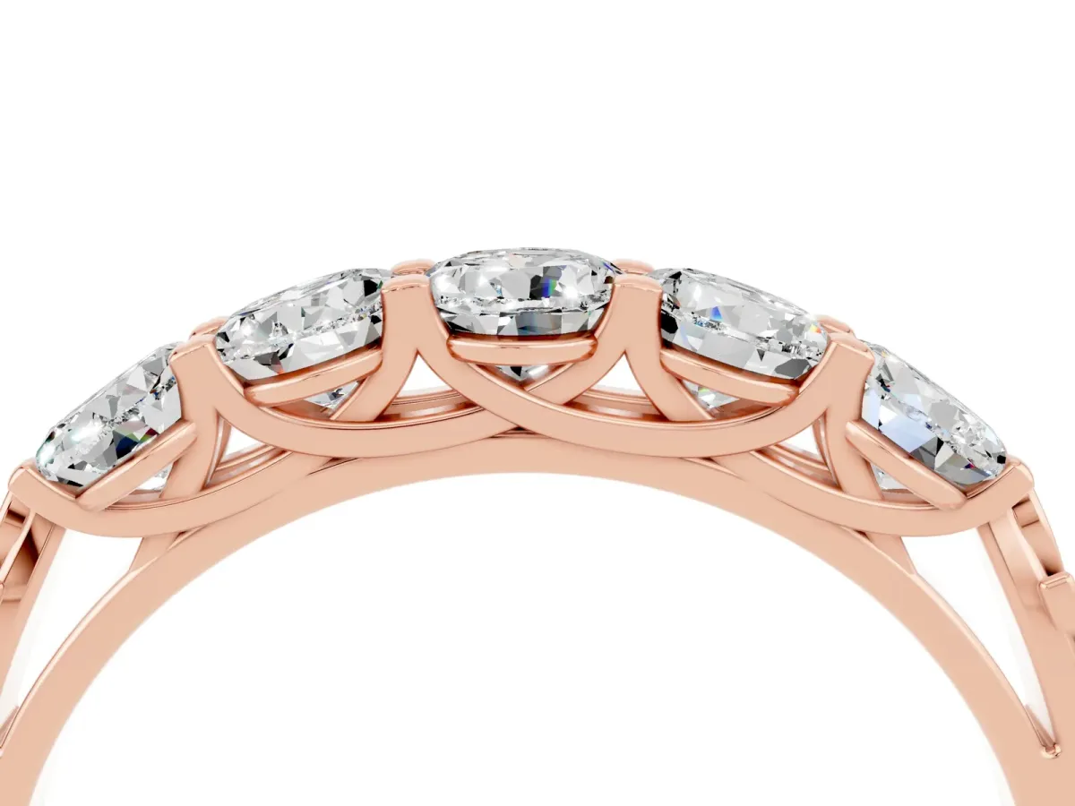 Five-Stone Round Moissanite Prong-Set Band Rose gold