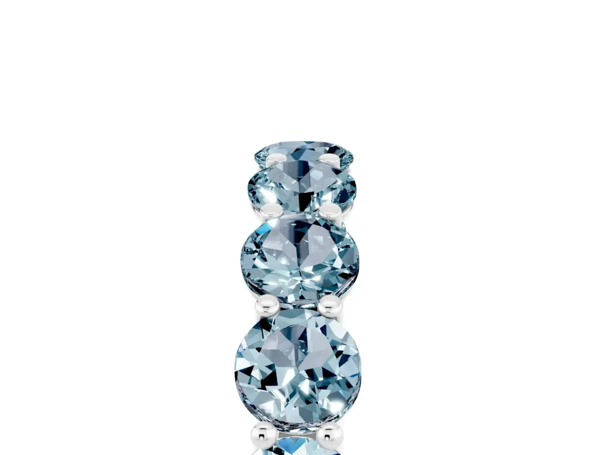 Round Aquamarine Shared Prong Eternity Band Platinum