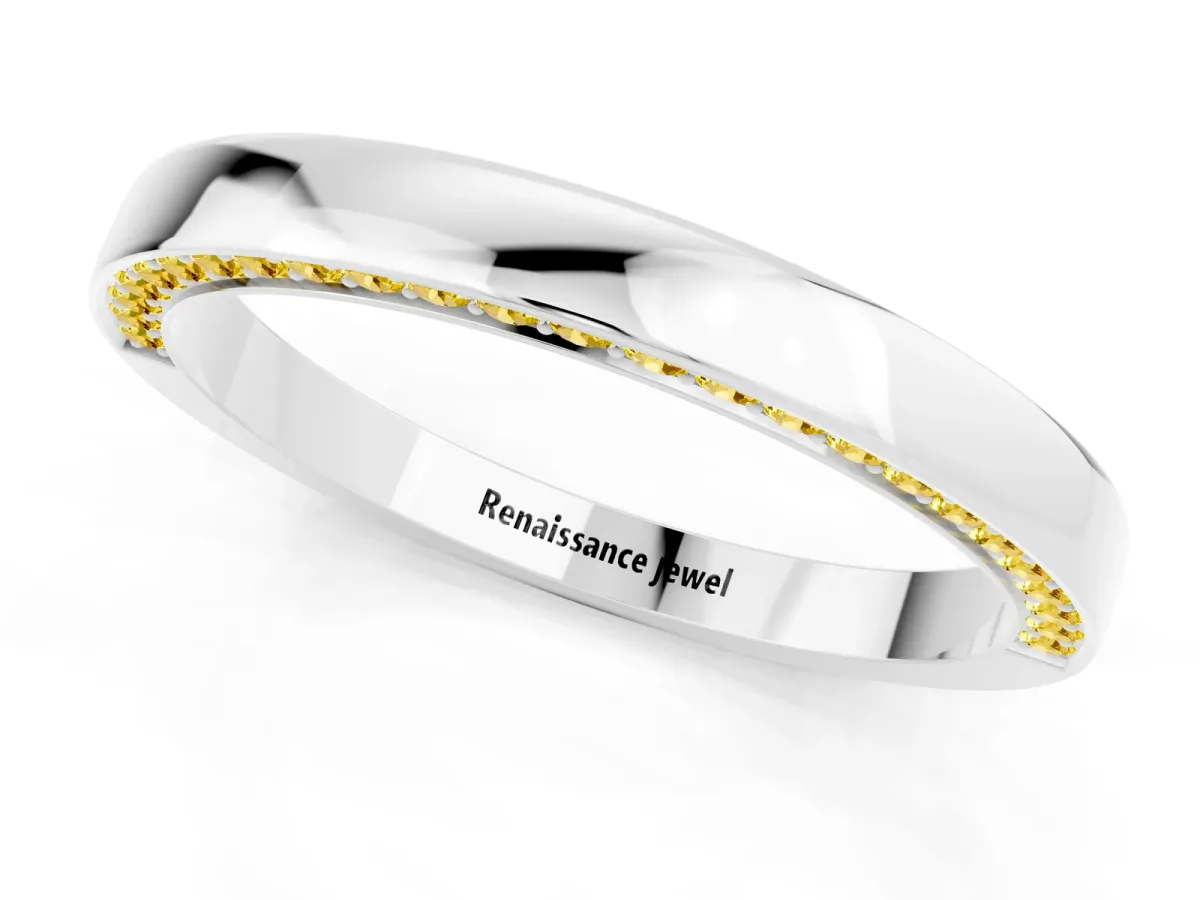 Pavé Round Yellow Sapphire Channel Set Band White gold
