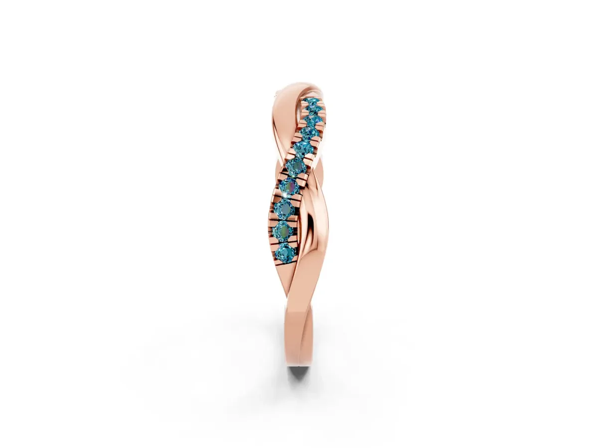 Round Blue Topaz Twisted Infinity Band with Prong Setting Rose gold