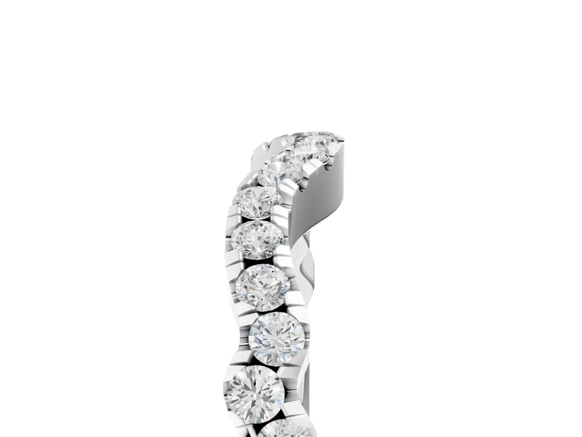 Curved Pavé Round Diamond Eternity Band with U-Prong Setting Silver