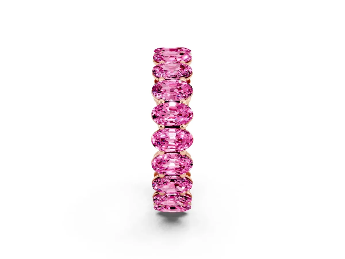Oval Cut Pink Sapphire Eternity Band with Shared Prong Setting Rose gold