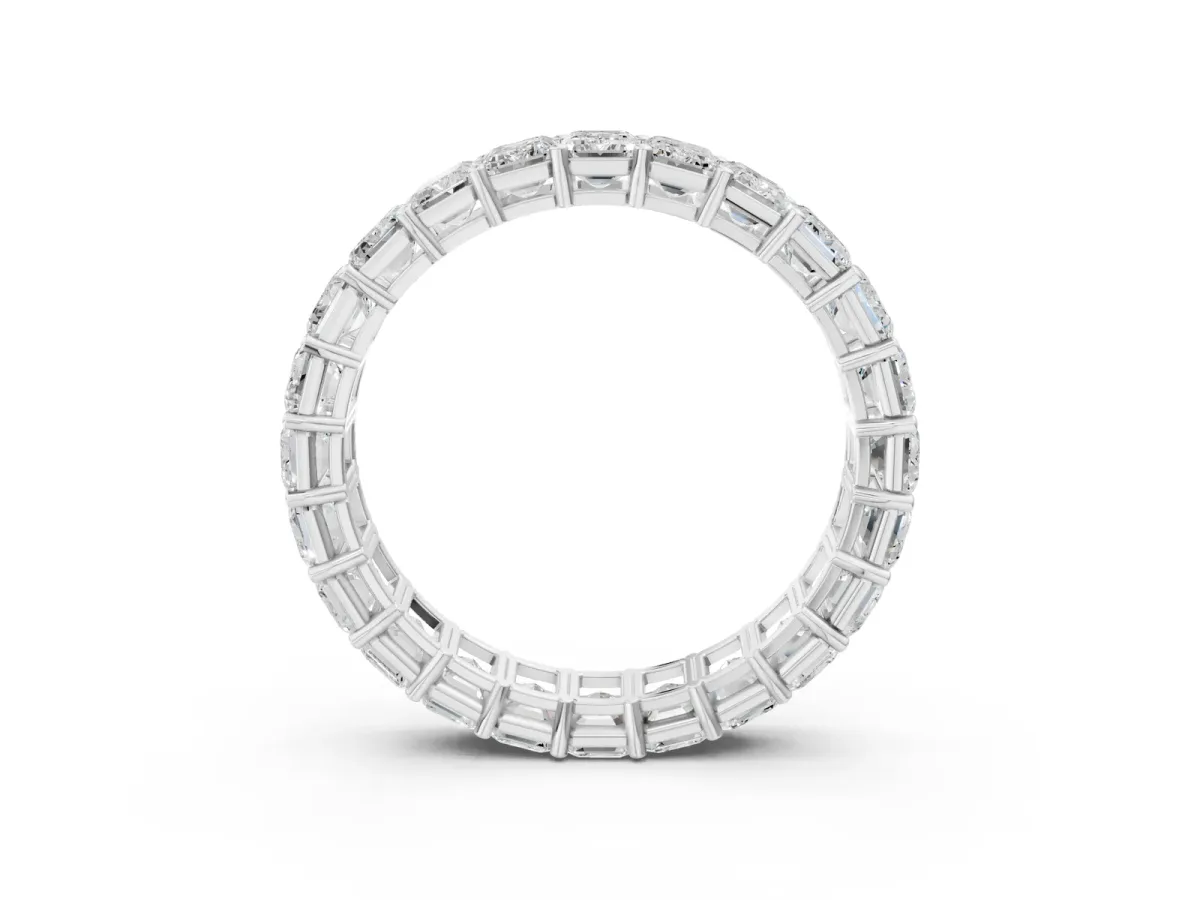 Emerald Cut Diamond Eternity Band with Shared Prong Setting Platinum