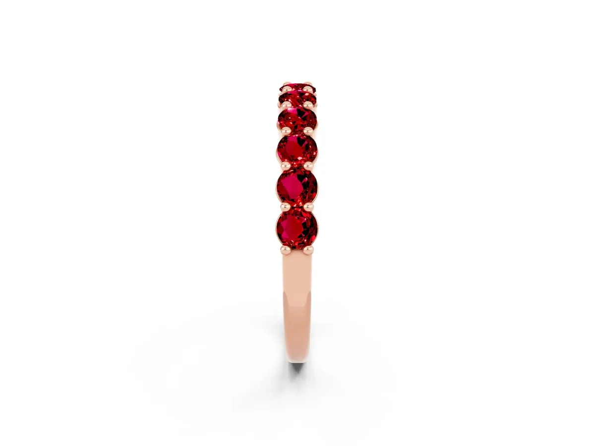 Round Ruby Half Eternity Band with Prong Setting Rose gold