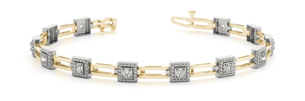 Square Diamond Bezel Tennis Bracelet Yellow gold