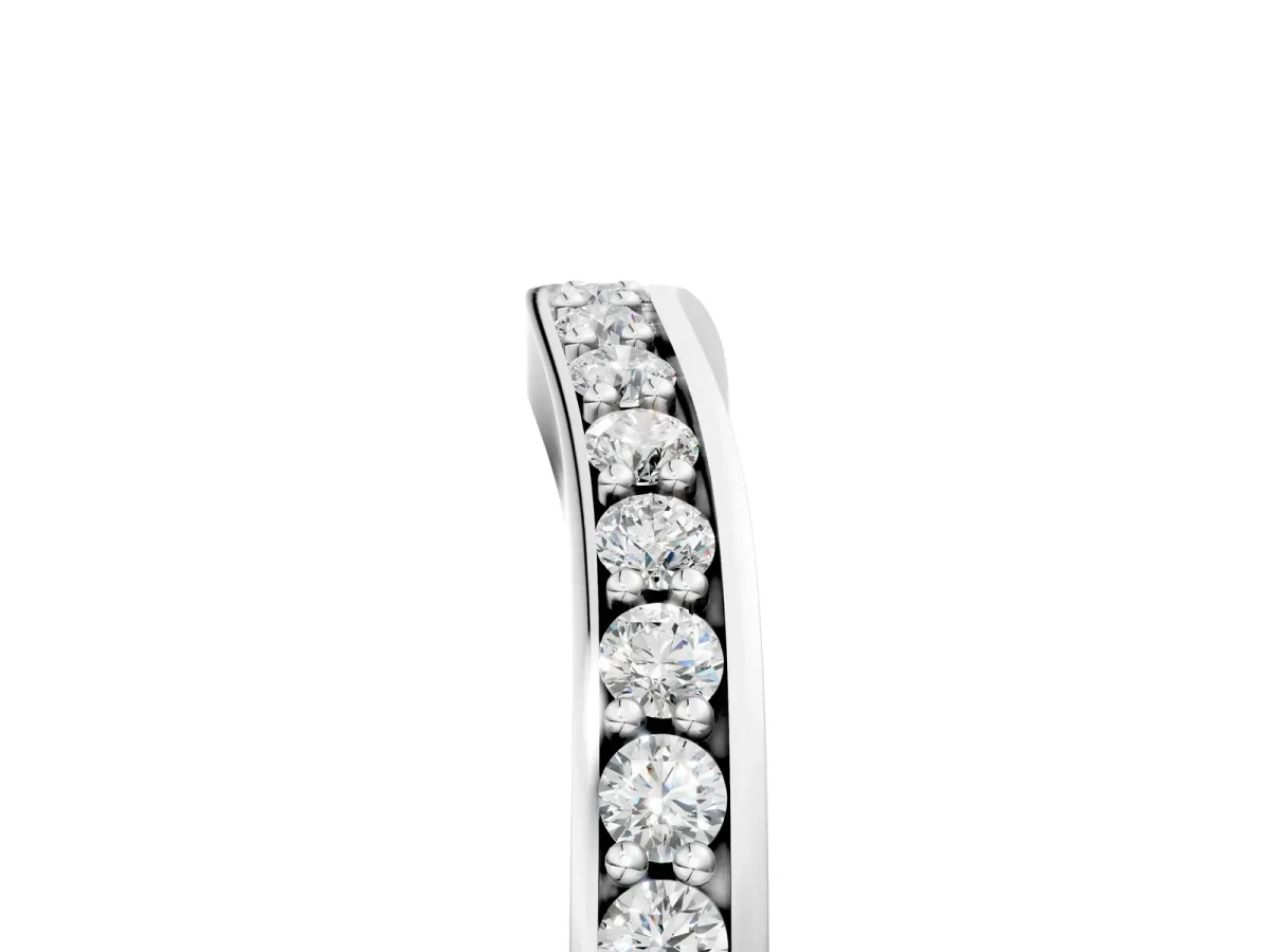 Diamond Pavé Round Cut Curved Band with Channel Setting Silver