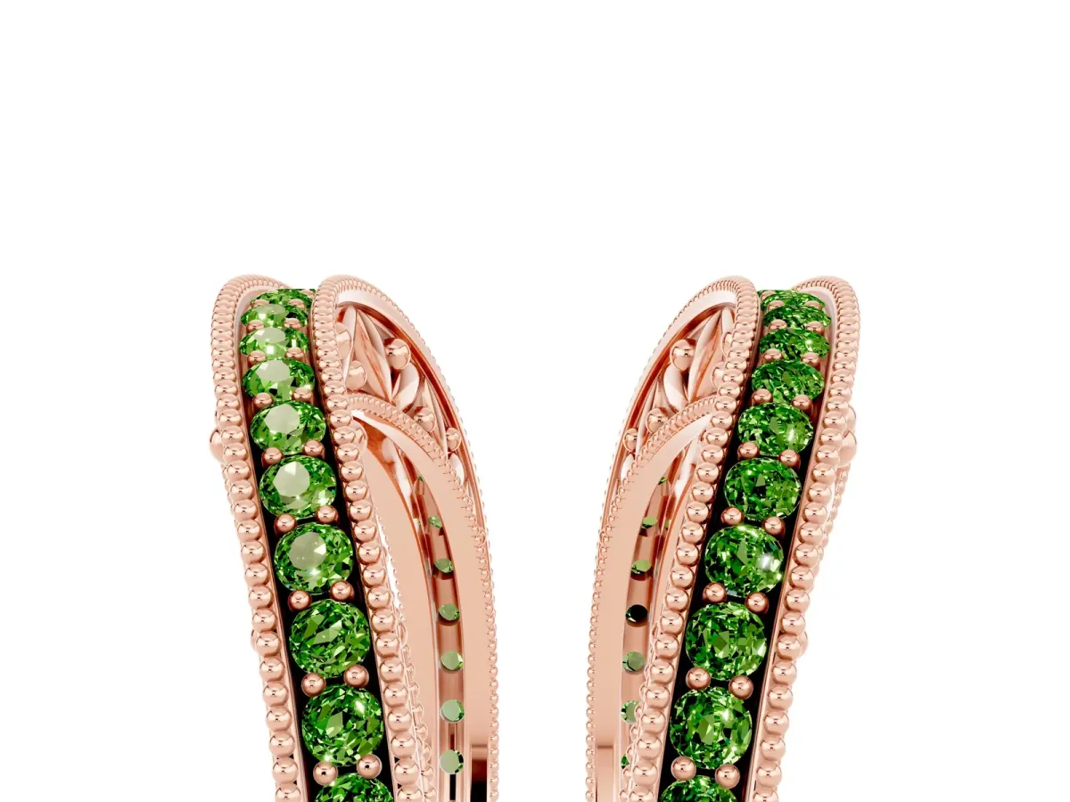 Round Peridot Milgrain Eternity Band with Channel Setting Rose gold