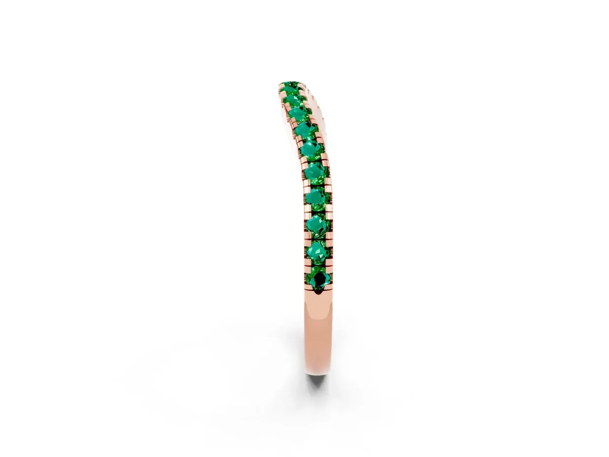 Round Emerald Pavé Half Eternity Band with Shared Prong Setting Rose gold