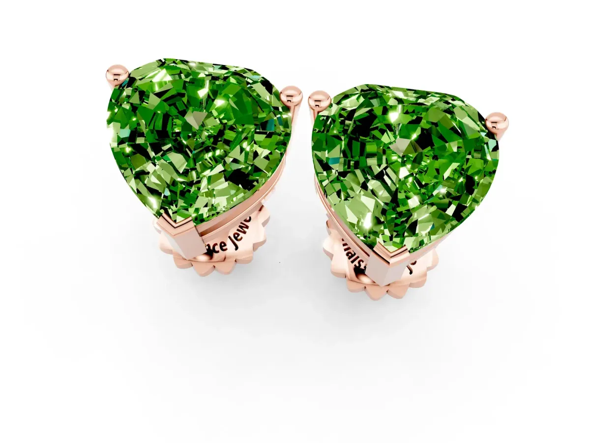 Heart Cut Peridot Stud Earrings Rose gold
