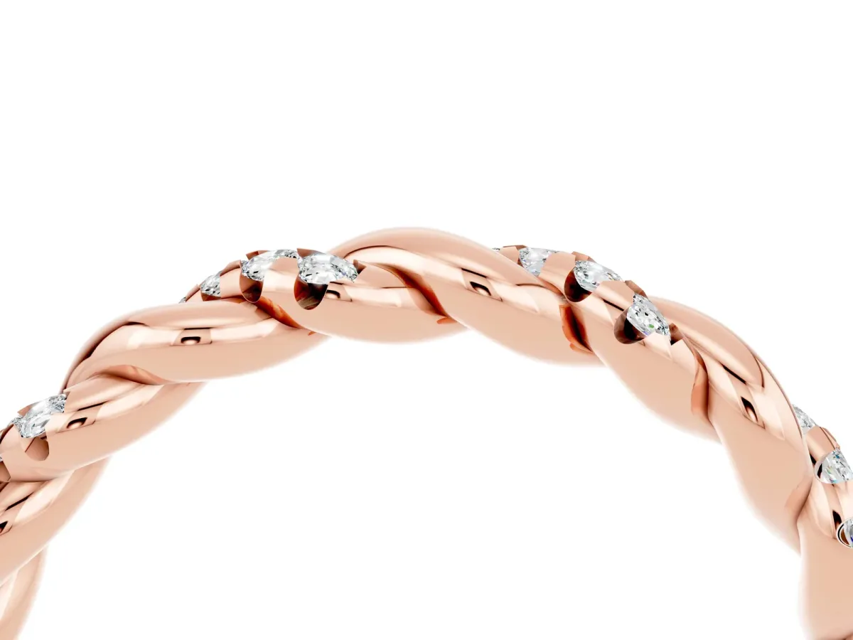 Twisted Pavé Round Moissanite Eternity Band Rose gold