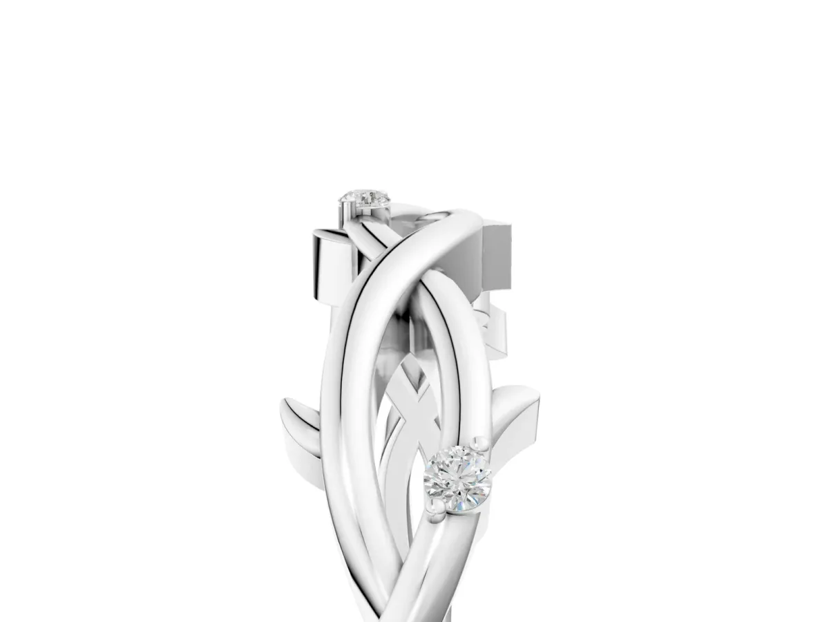 Prong Set Round Diamond Twist Band Platinum