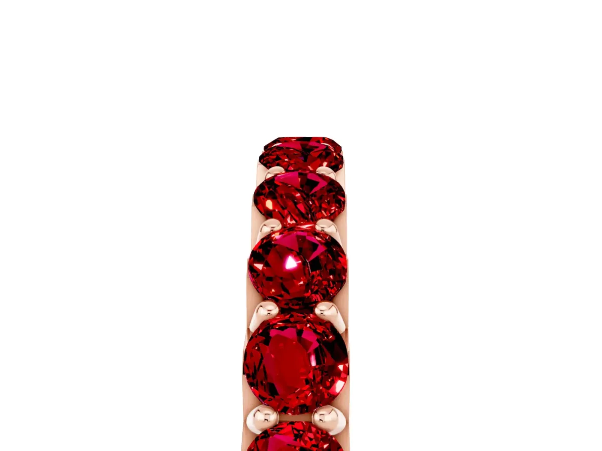 Round Ruby Half Eternity Band with Classic Prong Setting Rose gold