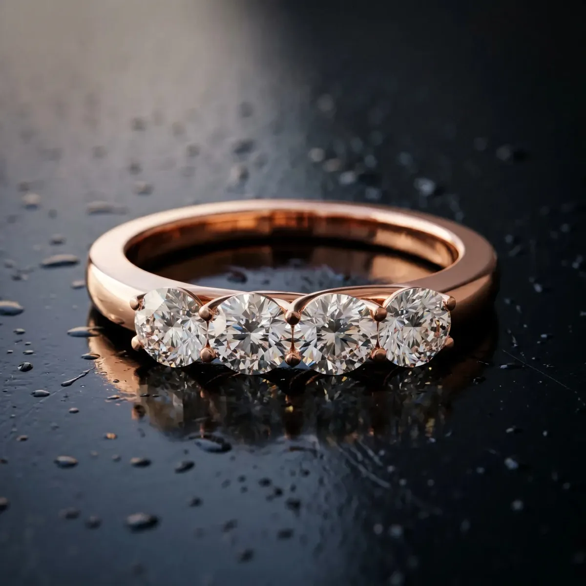 Four-Stone Round Diamond Prong-Set Band Rose gold