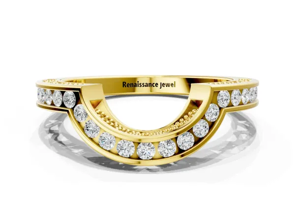 Round Channel-Set Diamond Contour Band Yellow gold