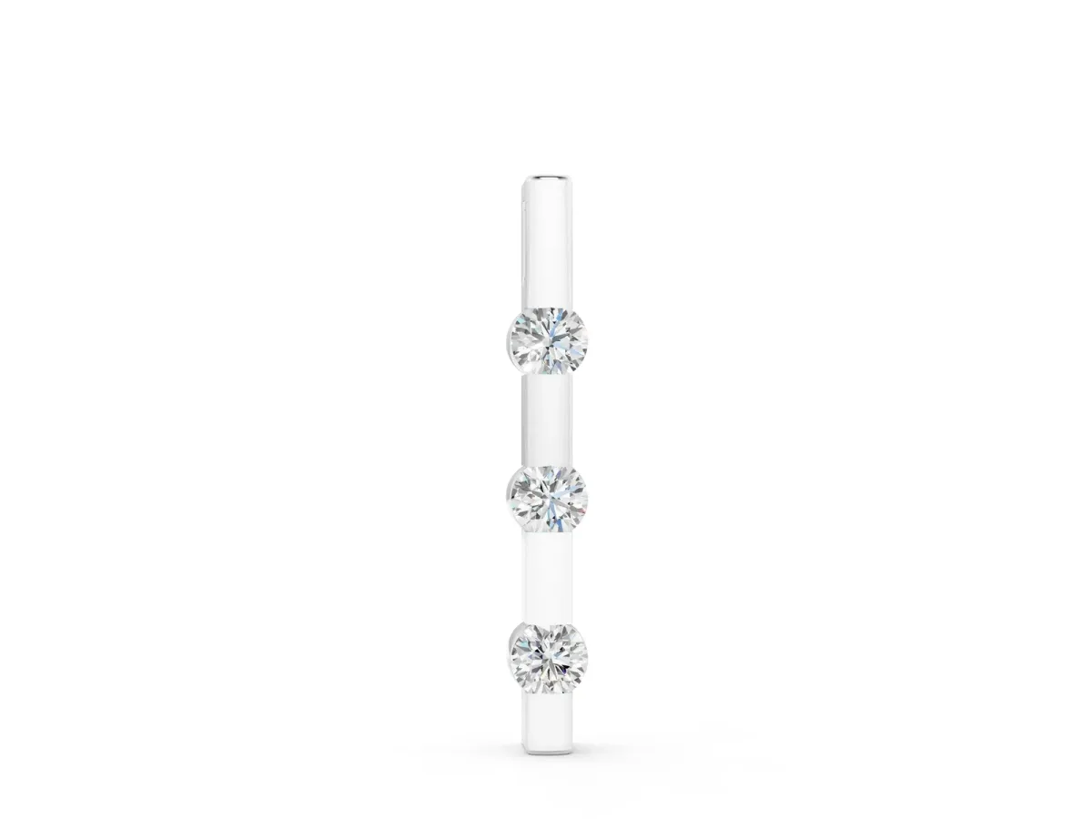 Three-Stone Round Diamond Bar Pendant with Channel Setting Silver