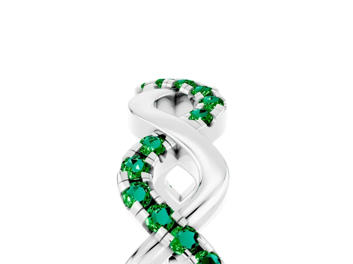 Twist Infinity Round Emerald Band with Pavé Setting White gold
