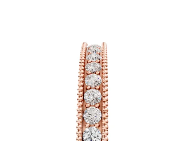 Round Cut Diamond Milgrain Eternity Band with Channel Setting Rose gold