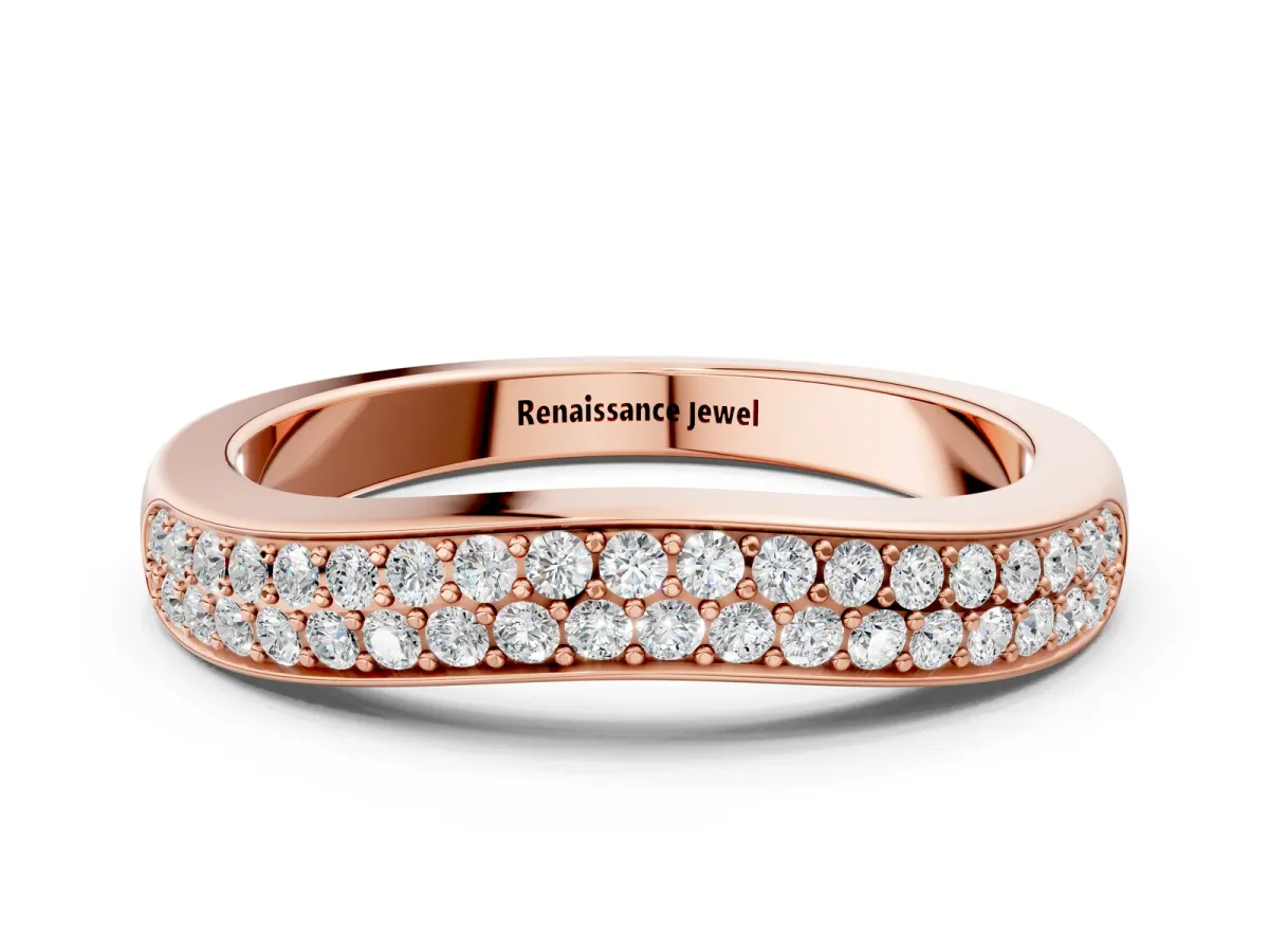 Pavé Round Diamond Contour Band Rose gold
