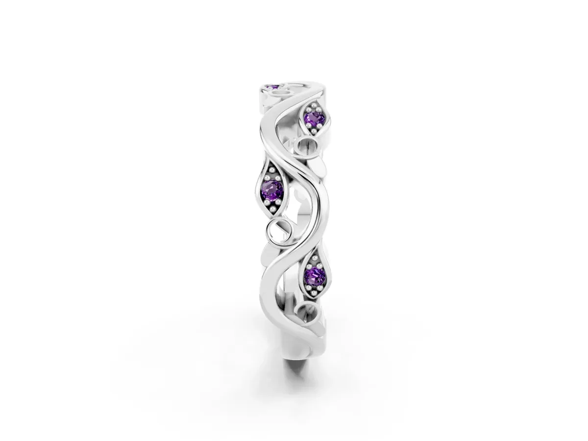 Marquise Amethyst Vine Eternity Band with Bezel Setting Silver