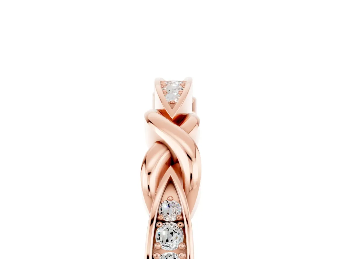 Twisted Marquise Moissanite Pavé Band with Shared Prong Setting Rose gold