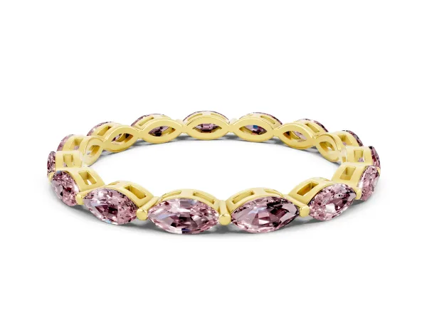 Marquise Morganite Eternity Band with U-Prong Setting Yellow gold