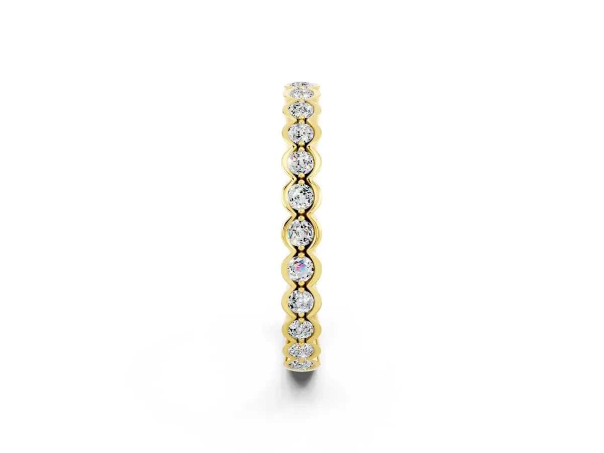 Round Moissanite Bezel Set Eternity Band Yellow gold