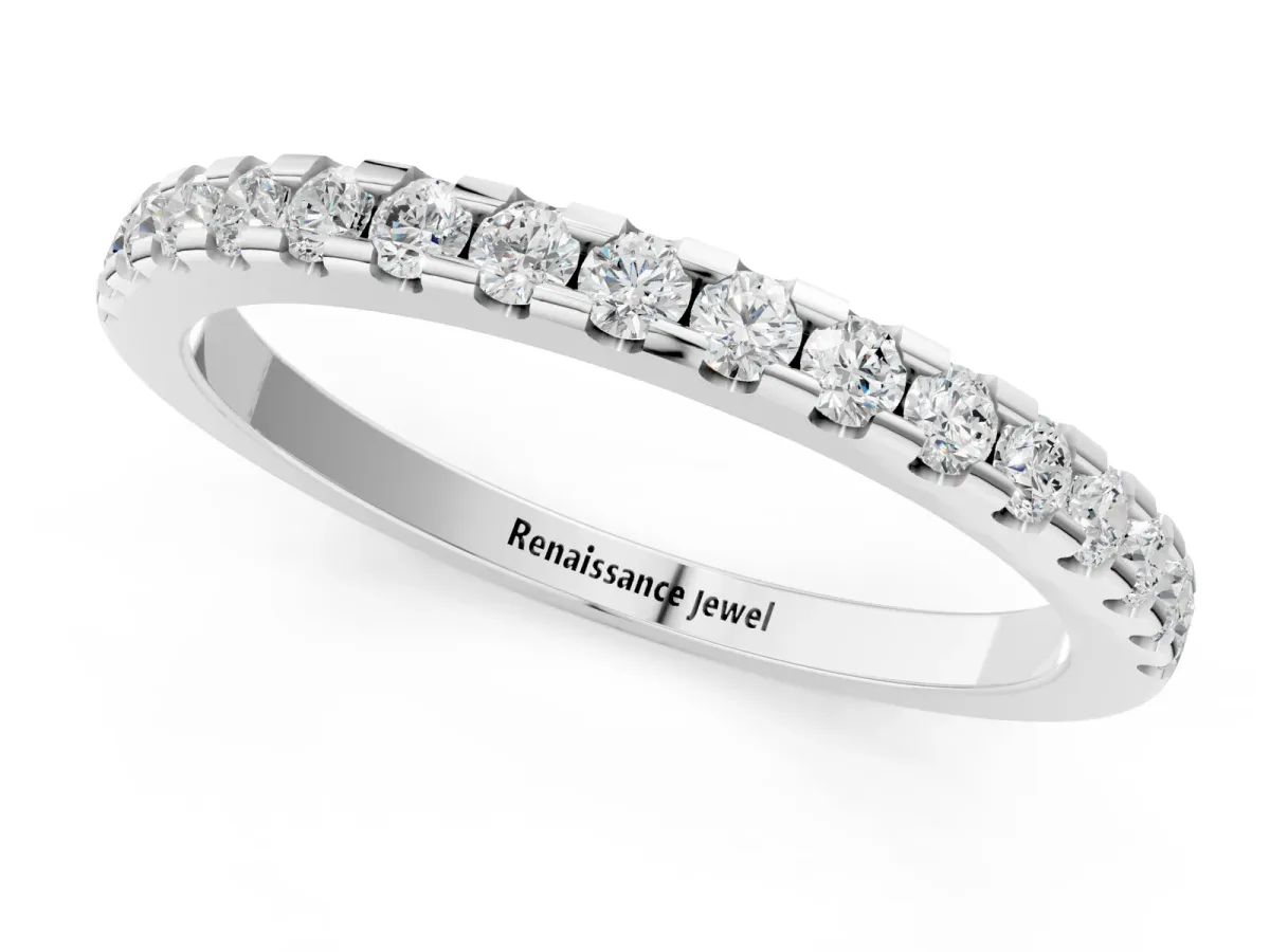 Round Diamond Pavé Set Eternity Band with Micro Prong Setting Silver