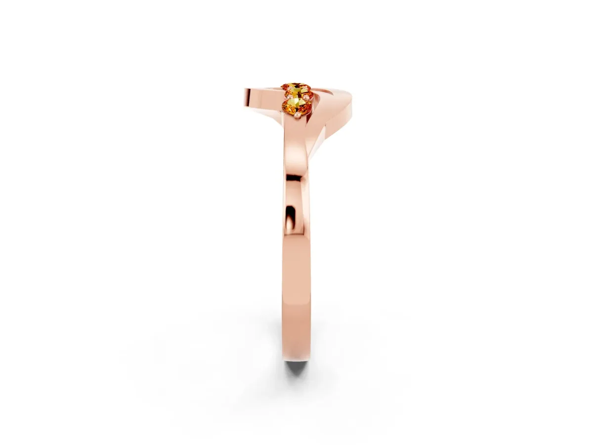 Five-Stone Round Citrine Crossover Band with Prong Setting Rose gold