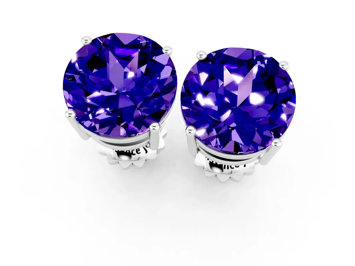 Round Cut Tanzanite Stud Earrings Platinum
