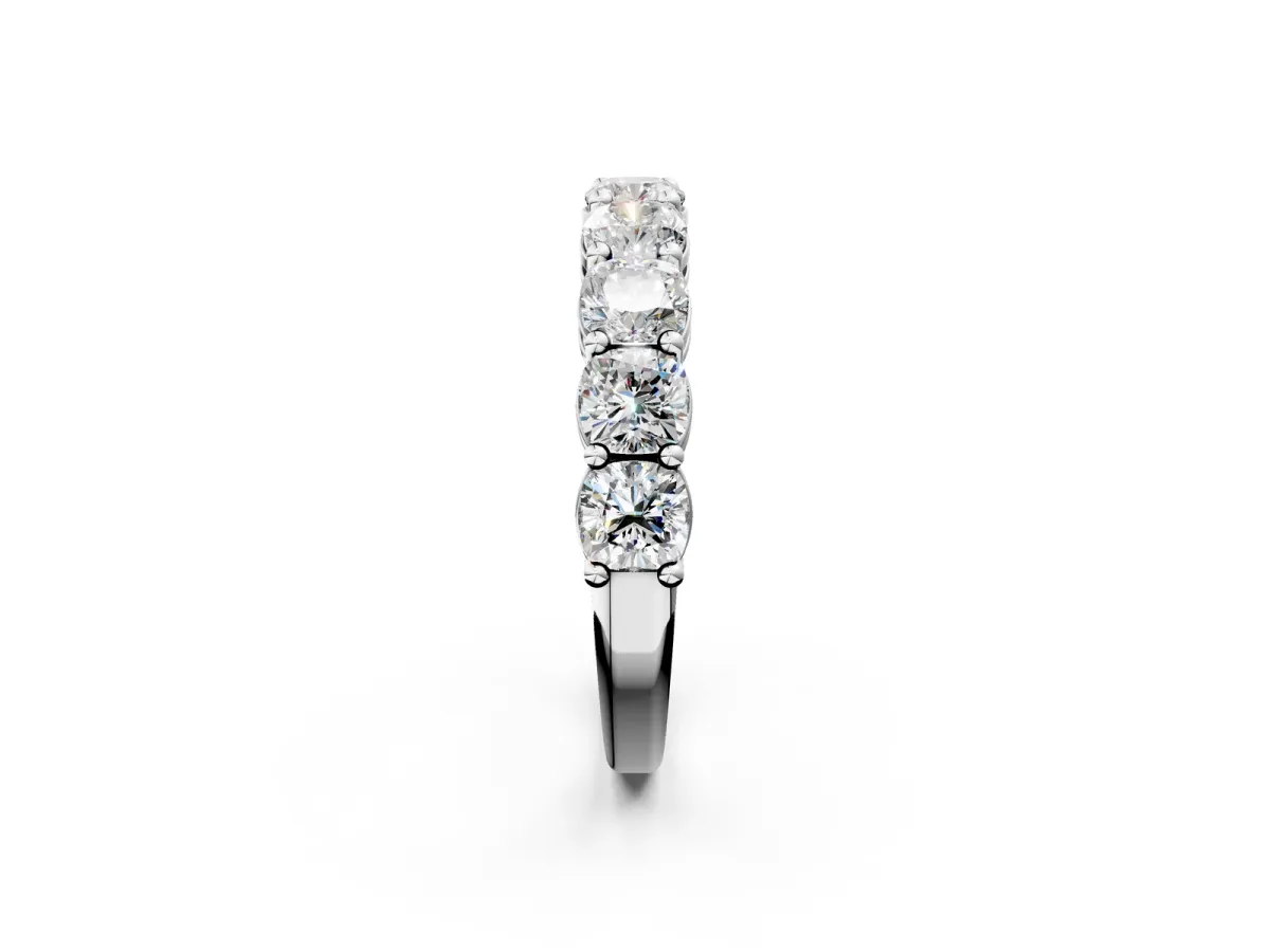 Cushion Cut Half Eternity Band with Shared Prong Setting Silver