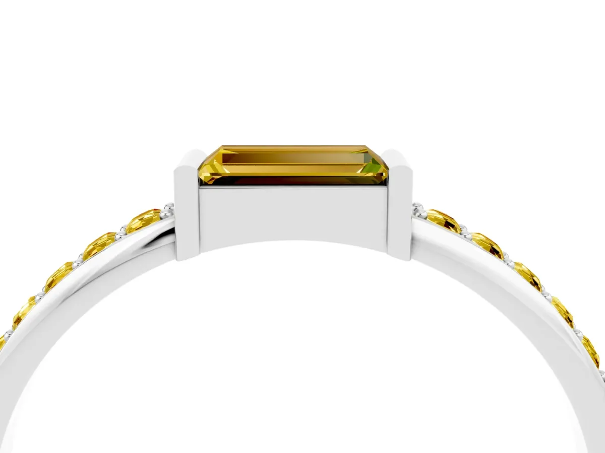 Baguette Yellow Sapphire Pavé Band with Bar Setting Platinum