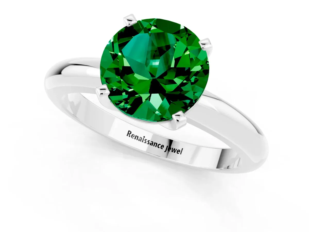 Pavé Round Emerald Twist Band Silver