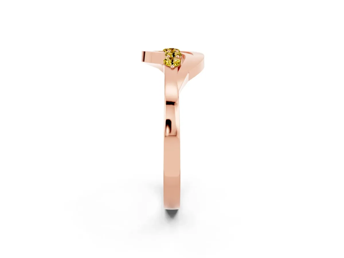 Five-Stone Round Yellow Sapphire Crossover Band with Prong Setting Rose gold