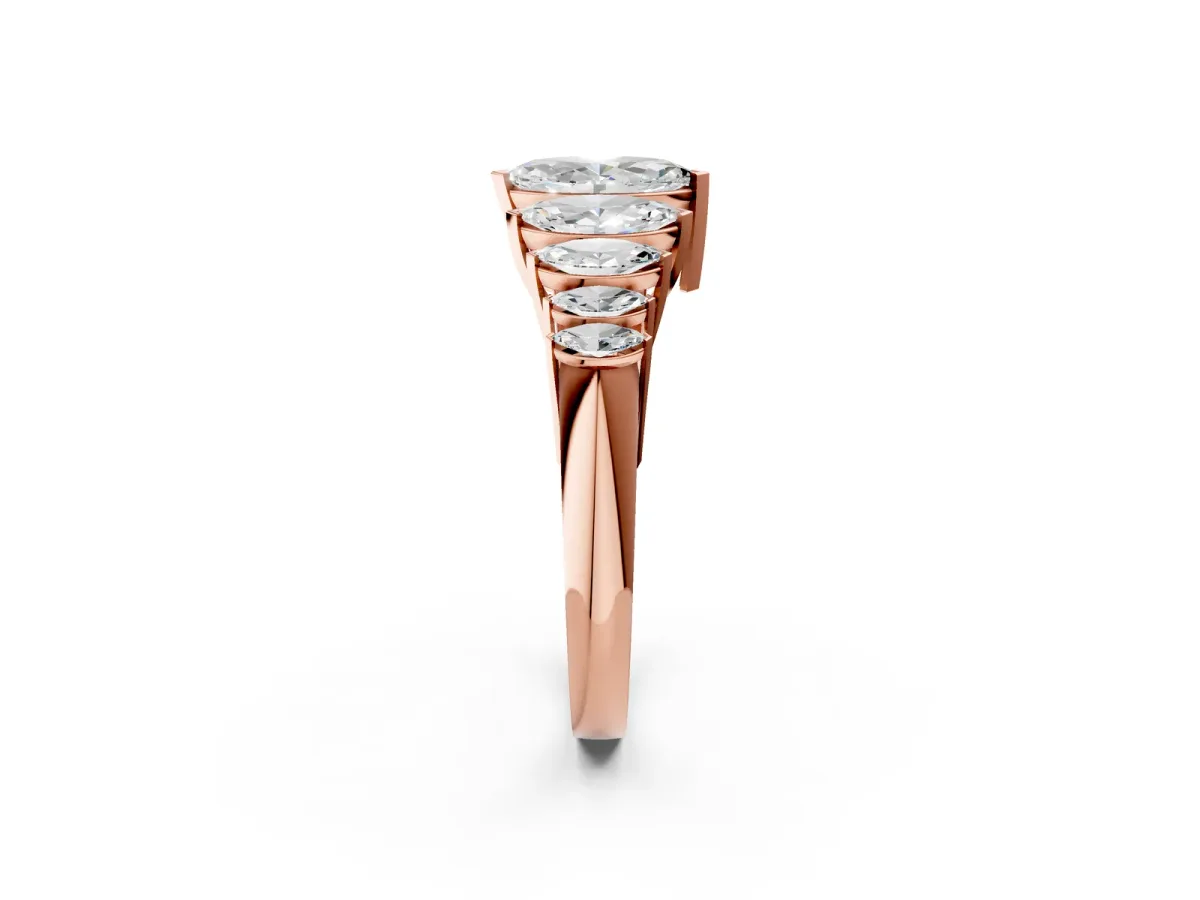 Marquise Diamond Prong Set Curved Band Rose gold